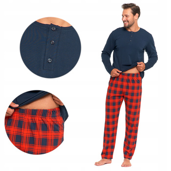 PIŻAMA MĘSKA DŁUGA SPODNIE W KRATĘ PREZENT NA ŚWIĘTA KLASYCZNA MORAJ