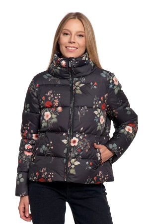 KRÓTKA KURTKA DAMSKA PIKOWANA Z KAPTUREM NA JESIEŃ CIEPŁA MORAJ