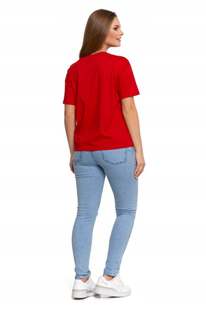 T-SHIRT DAMSKI Gładka Koszulka z Krótkim Rękawem Luźna Bluzka MORAJ 