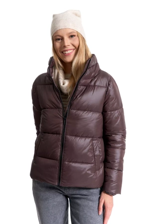 KRÓTKA KURTKA DAMSKA PIKOWANA Z KAPTUREM NA JESIEŃ CIEPŁA MORAJ