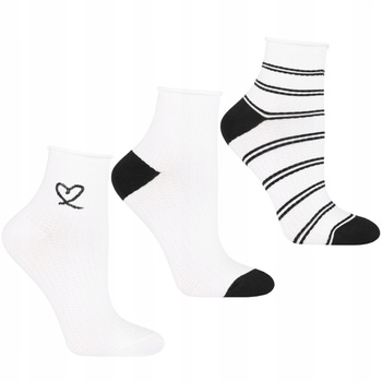 Skarpetki Damskie za kostkę MORAJ Biało Czarne Skarpety 3-PARY