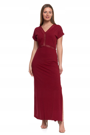 SUKIENKA DAMSKA MAXI Elegancka Dekolt w Serek Rozcięcie Koronka MORAJ 