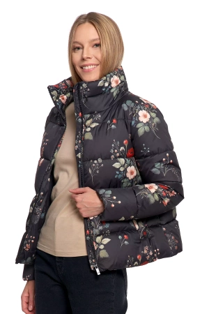 KRÓTKA KURTKA DAMSKA PIKOWANA Z KAPTUREM NA JESIEŃ CIEPŁA MORAJ