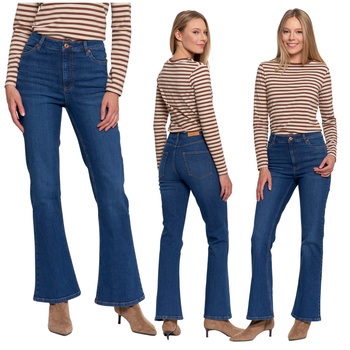 DZWONY JEANSOWE SPODNIE DAMSKIE JEANSY ROZSZERZANA NOGAWKA MODNE MORAJ