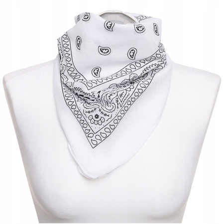 Bandana Biała Chusta Ponadczasowa Bandanka Klasyczna Apaszka Chustka MORAJ