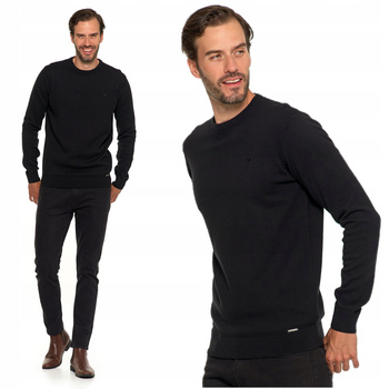 Elegancki SWETER MĘSKI Bawełniany z Okrągłym Dekoltem Ciepły MORAJ