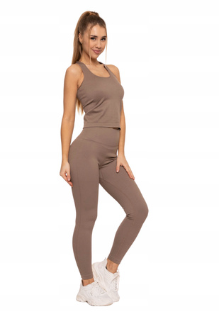 Legginsy Damskie Sportowe Wysoki Stan Kryjące Prążkowane Wygodne MORAJ 