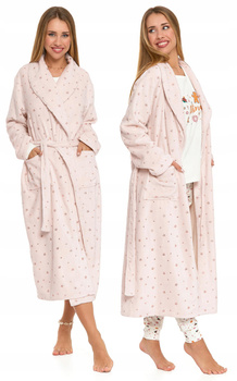 Długi Szlafrok Damski Ciepły Miękki Wygodny Puchaty Wiązany MORAJ