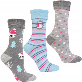 Zimowe Skarpetki Damskie Frotte Termiczne Ciepłe Grube 3-pary MORAJ