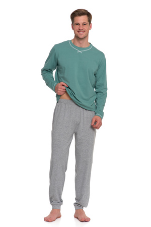 PIŻAMA MĘSKA DWUCZĘŚCIOWA DŁUGI RĘKAW I SPODNIE WYGODNA GŁADKA MORAJ
