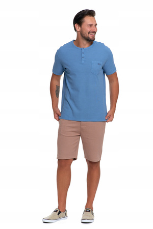 T-Shirt Męski Elegancki Koszulka z Guzikami Bluzka Krótki Rękaw MORAJ 