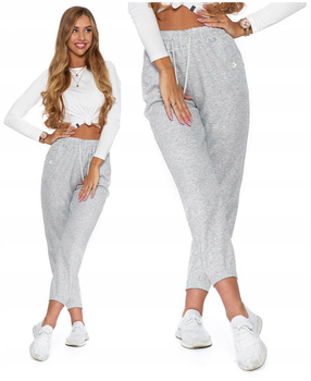 Spodnie Dresowe Damskie Szare z Haftem MORAJ