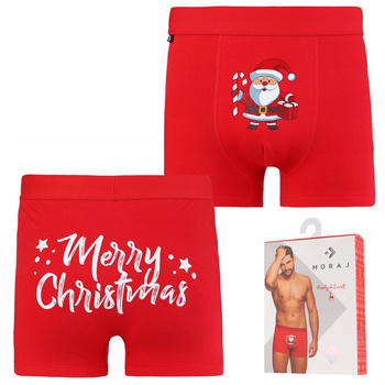 Świąteczne Bokserki Męskie Majtki PREZENT NA ŚWIĘTA Mikołaje MORAJ