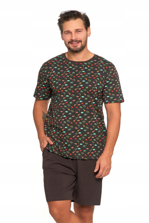 PIŻAMA MĘSKA T-Shirt z Krótkim Rękawem Safari Gładkie Spodenki MORAJ 
