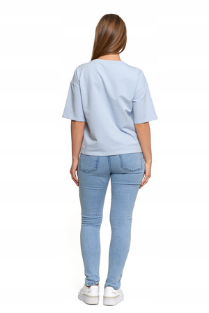 Luźny T-SHIRT DAMSKI Koszulka Bawełniana Bluzka z Krótkim Rękawem MORAJ 