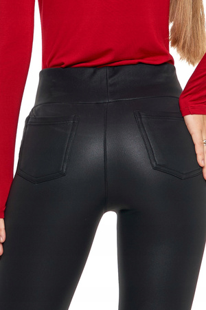 Eleganckie LEGGINSY DAMSKIE GETRY w stylu skórzanym Wysoki Stan MORAJ 