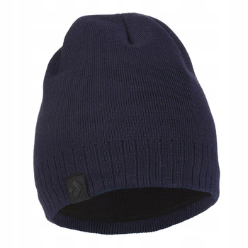 Czapka Męska Zimowa Ciepła Delikatny Prążek Ocieplana Polarem Granat MORAJ