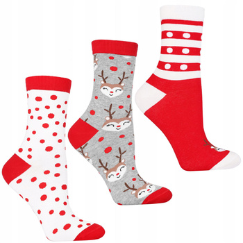 Skarpety Świąteczne Skarpetki PREZENT NA ŚWIĘTA Mikołajki 3-PAK MORAJ