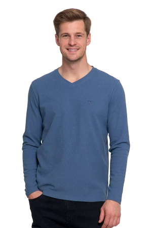 KOSZULKA MĘSKA Z DŁUGIM RĘKAWEM LONGSLEEVE WAFLOWANY BAWEŁNA MORAJ