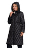 KURTKA DAMSKA DŁUGA PŁASZCZ Z KAPTUREM PIKOWANY NA JESIEŃ MODNY MORAJ