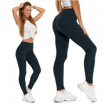 LEGGINSY DAMSKIE Prążkowana Struktura Wysoki Stan Getry Kryjące MORAJ