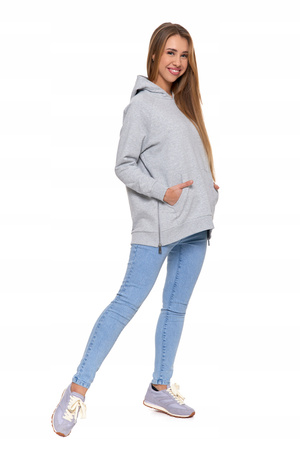 LUŹNA BLUZA DAMSKA DRESOWA OVERSIZE PRZEZ GŁOWĘ Z KAPTUREM MORAJ