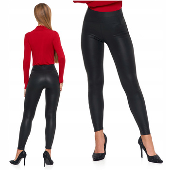 Eleganckie LEGGINSY DAMSKIE GETRY w imitujące skórę Wysoki Stan MORAJ