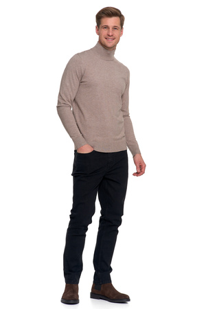 ELEGANCKI SWETER MĘSKI PÓŁGOLF KLASYCZNY GŁADKI MODNY DOPASOWANY MORAJ