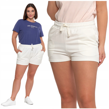 Dresowe Szorty Damskie Krótkie Spodenki Wiązane w Pasie Gładkie MORAJ