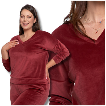 WELUROWA BLUZA DAMSKA MORAJ GŁADKA CIEPŁA KLASYCZNA PRZEZ GŁOWĘ WYGODNA