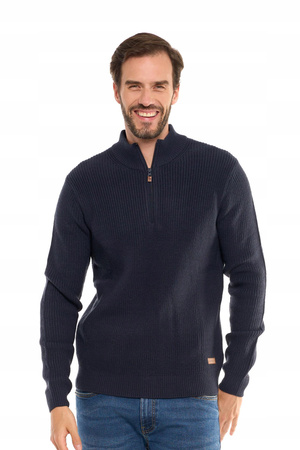 Sweter Męski Ze Stójką Zapinany Pod Szyją Elegancki Sweterek Ciepły MORAJ 
