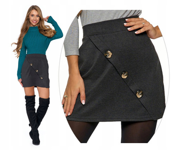 Spódnica Ołówkowa Elegancka Mini Guziki MORAJ
