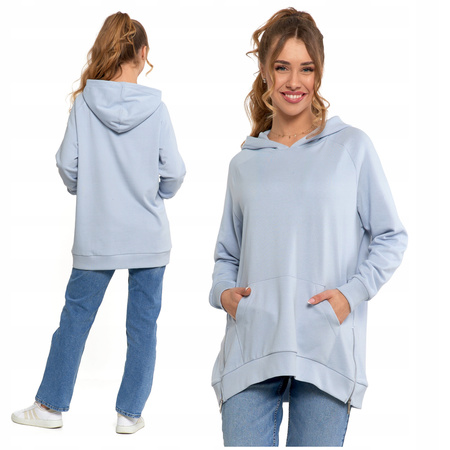 LUŹNA BLUZA DAMSKA DRESOWA OVERSIZE PRZEZ GŁOWĘ Z KAPTUREM MORAJ