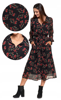 Zwiewna Sukienka Damska Midi z wiązaniem MORAJ