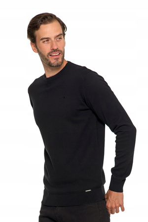 Elegancki SWETER MĘSKI Bawełniany z Okrągłym Dekoltem Ciepły MORAJ 