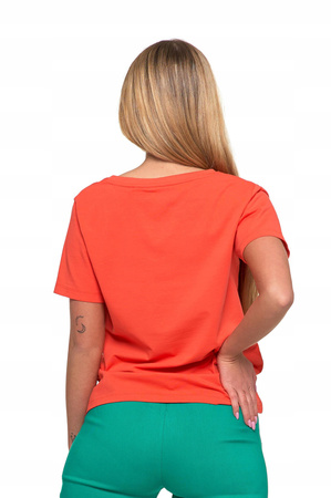 T-Shirt Damski Luźna Koszulka Bawełna PREMIUM Wygodna Dekolt V MORAJ 