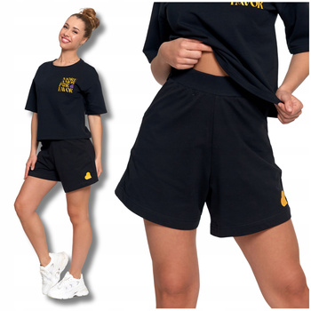 Szorty Damskie Luźne KRÓTKIE SPODENKI z Wysokim Stanem Stylowe MORAJ