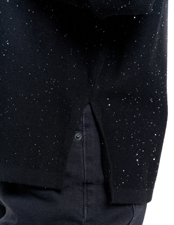 ELEGANCKI SWETER DAMSKI Z WISKOZY LUŹNY KRÓJ Z CEKINAMI MORAJ