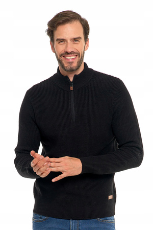 Sweter Męski Ze Stójką Zapinany Pod Szyją Elegancki Sweterek Ciepły MORAJ 