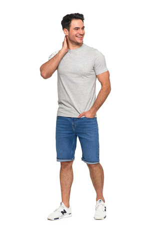 T-Shirt Koszulka Klasyczna Męska Bawełniana Krótki Rękaw Szara MORAJ 