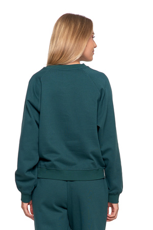 DRES DAMSKI SPODNIE KLASYCZNE WYSOKI STAN OCIEPLANA BLUZA Z HAFTEM MORAJ 