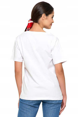 T-Shirt Damski Bawełna PREMIUM Luźna Koszulka Wygodna Dekolt V MORAJ 