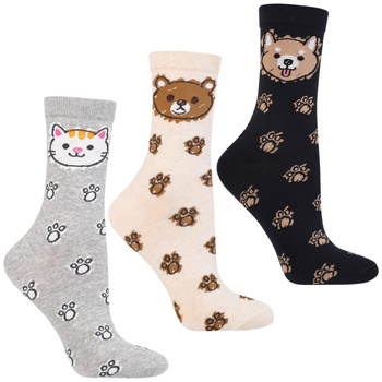 DŁUGIE SKARPETY DAMSKIE MORAJ SKARPETKI WYSOKIE UROCZE ZWIERZAKI 3PAK