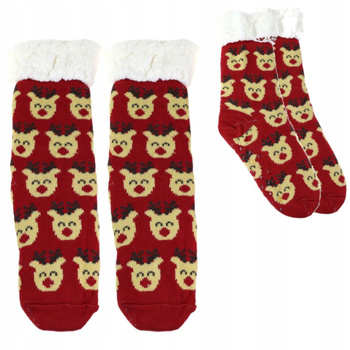 Skarpety Świąteczne ABS z kożuszkiem PREZENT Moraj
