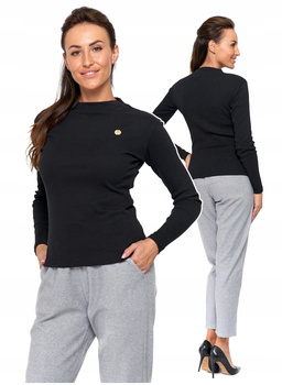 Prążkowana bluzka damska ze stójką MORAJ