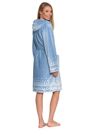 CIEPŁY SZLAFROK DAMSKI NA PREZENT WIĄZANY Z KAPTUREM PUSZYSTY MORAJ