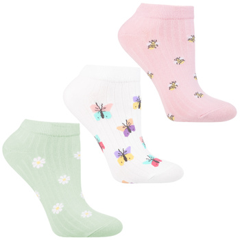 NISKIE SKARPETKI DAMSKIE STOPKI W PRĄŻEK SKARPETY KOLOROWE MORAJ 3-PAK