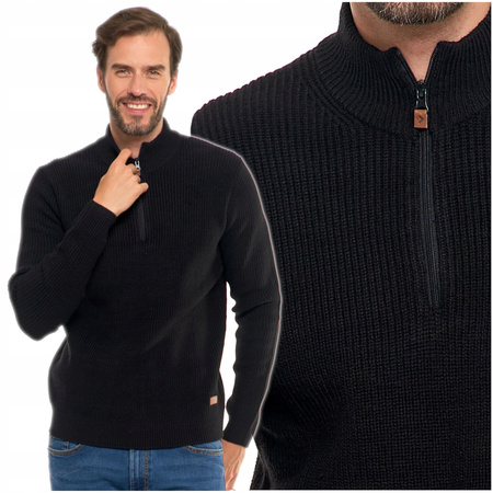 Sweter Męski Ze Stójką Zapinany Pod Szyją Elegancki Sweterek Ciepły MORAJ 