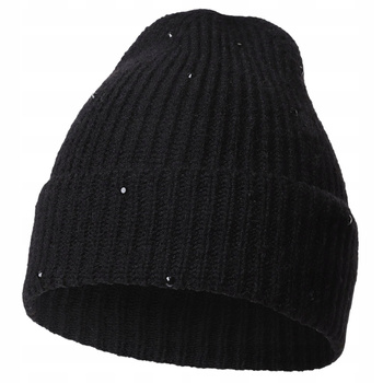 Elegancka CZAPKA DAMSKA z Kryształkami Modna Stylowa Prążkowana MORAJ