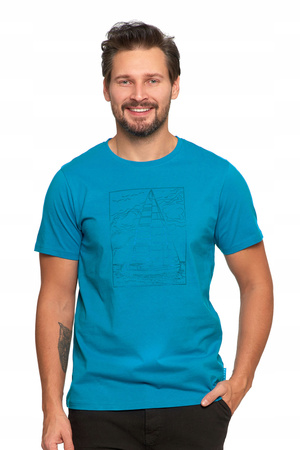 T-SHIRT MĘSKI Bawełniany Koszulka Krótki Rękaw Nadruk Żaglówki MORAJ 